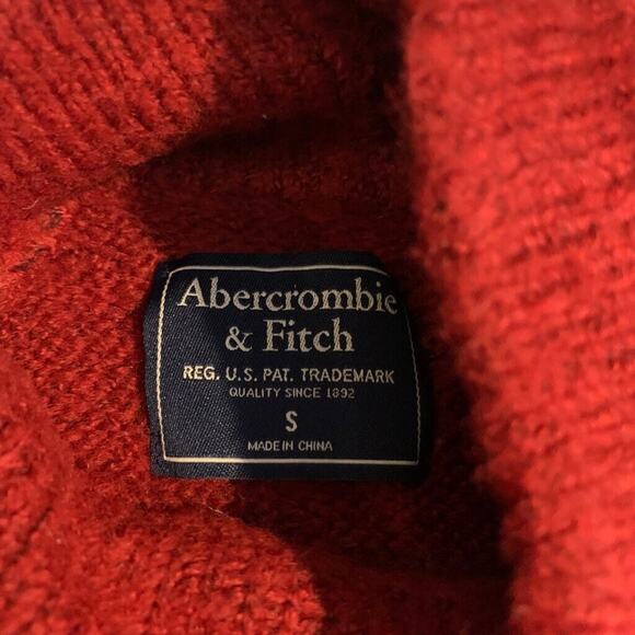 Abercrombie & Fitch Sweater Womens S Small Cardinal Fair Isle Mock Neck Acrylic - Picture 8 of 11